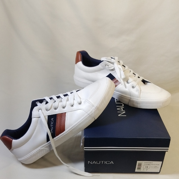 Nautica Men's White and Tan Sneakers - Picture 1 of 3